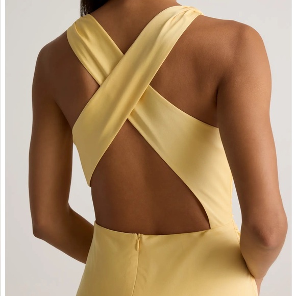 Quince Washable Stretch Silk High Neck Midi Dress Butter Yellow Large NWT - Picture 4 of 16